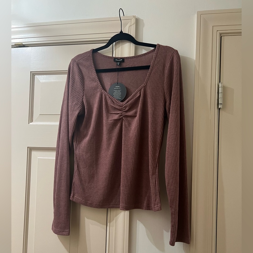 Mittoshop Ribbed Long Sleeve Top - Dusty Rose